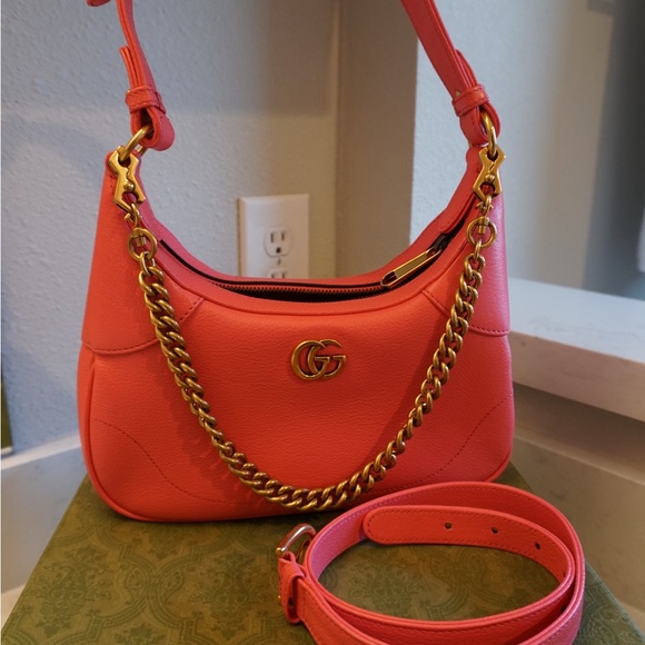 Gucci Aphrodite Small Leather Hobo Bag, PINK, NEW - Picture 2 of 3